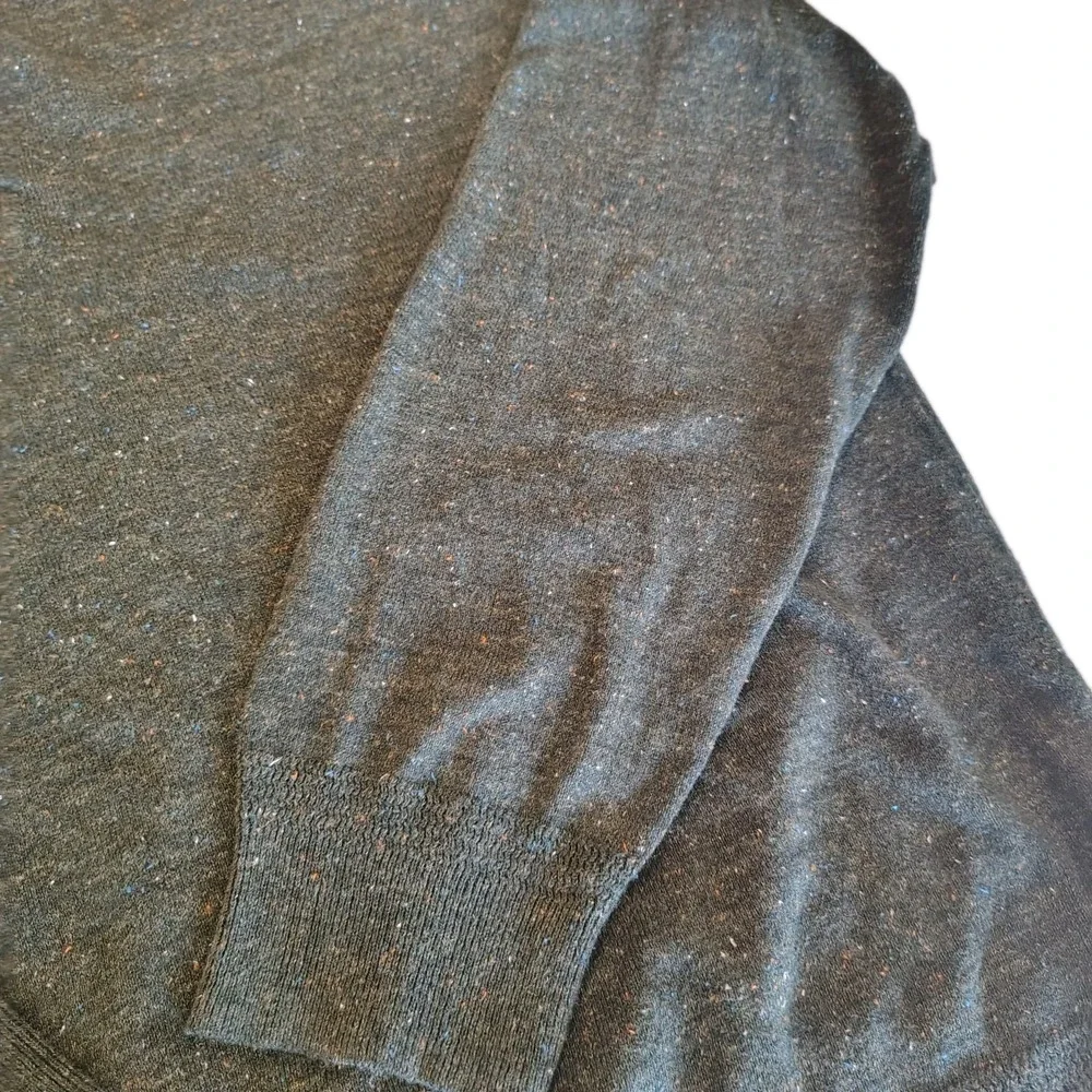 J. Crew Knit Dark Green Cotton Silk Donegal Henley Sweater Men's Size L ‎ A1